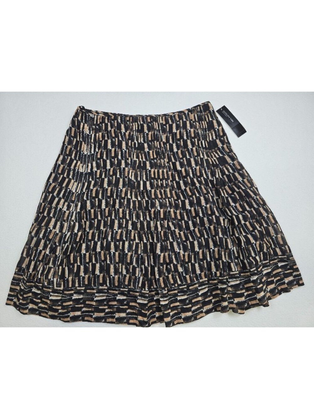 NEW Jones New York Brown Black Abstract Silk Cotton Skirt Size 14 $129 MSRP